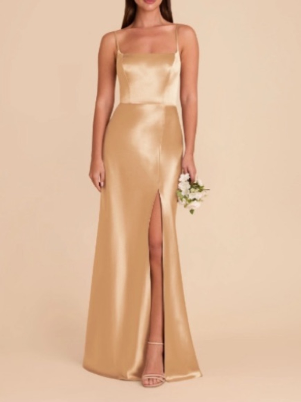 Mai Shiny Satin Dress in Gold